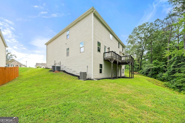 3865 Rifflepool Ct, Douglasville, GA 30135 - view of property exterior with a deck and a central AC unit