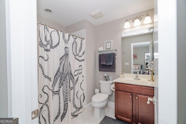 2720 Garonne Way, Cumming, GA 30041 - bathroom with vanity, tile patterned flooring, ensuite bath, and a shower with curtain