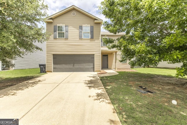 243 Flowing Meadows Dr, Kathleen, GA 31047 - traditional home featuring a garage, driveway, and a front yard