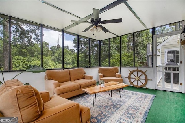 1452 Crooked Tree Cir, Stone Mountain, GA 30088 - sunroom / solarium with a ceiling fan and an outdoor living space