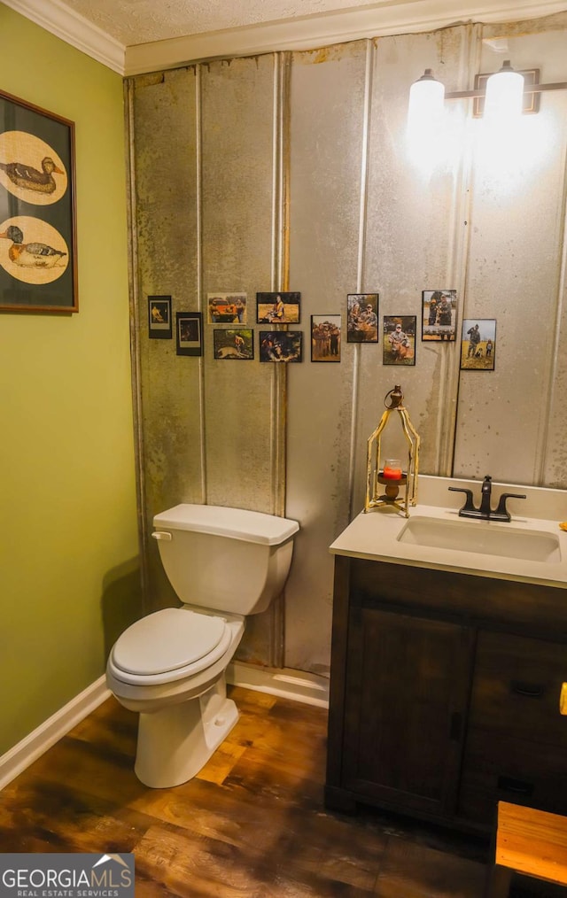 1665 Jackson Lake Rd, Mansfield, GA 30055 - bathroom with vanity, crown molding, and wood finished floors