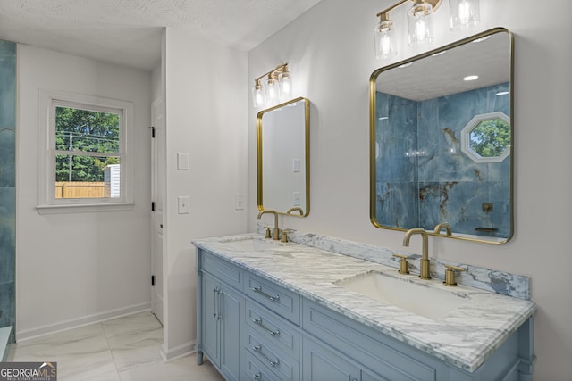 5437 Chatham Woods Ct, Columbus, GA 31907 - full bath featuring marble finish flooring, double vanity, and a shower