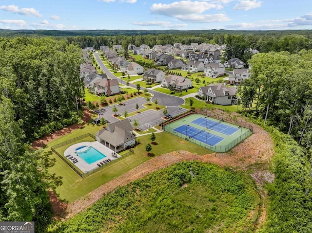 6080 Simone St, Acworth, GA 30101 - aerial perspective of suburban area with a pool and a forest
