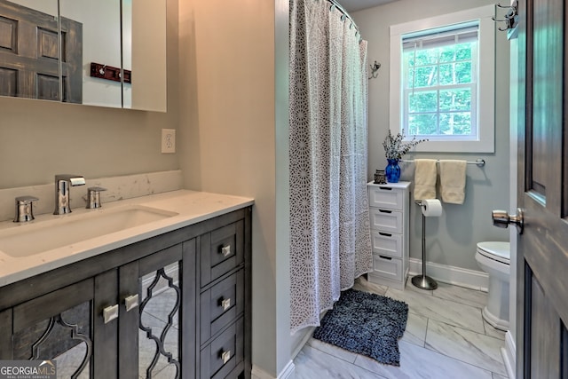 11 Hamilton Cir, Blairsville, GA 30512 - bathroom with vanity, marble finish floors, and curtained shower