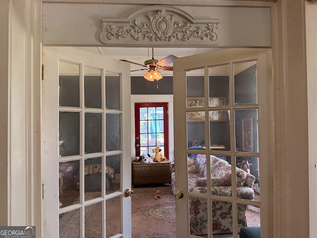 5321 Oak St, Eastman, GA 31023 - detailed view of french doors and a ceiling fan