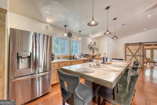 1529 Cedar Vw, Hiawassee, GA 30546 - dining room featuring concrete flooring and a barn door