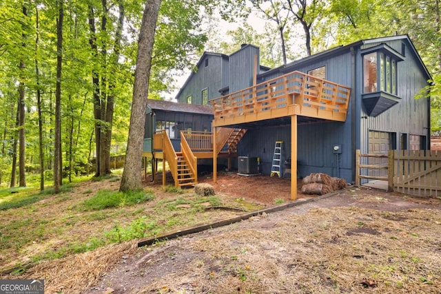3292 Holly Mill Ct, Marietta, GA 30062 - rear view of house with stairs and a wooden deck