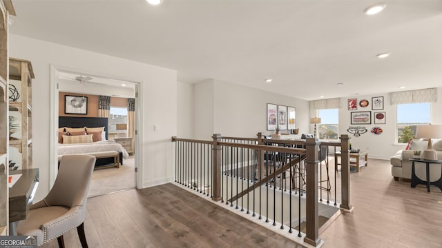 687 Edgar St Lot 83, Hampton, GA 30228 - hall with an upstairs landing, hardwood / wood-style flooring, and recessed lighting