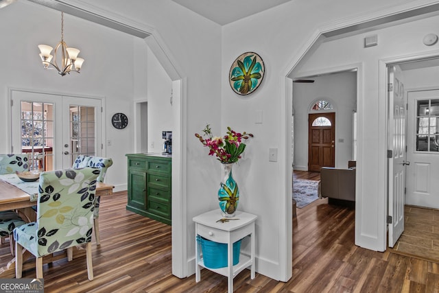 105 S Arcadia Dr, Bogart, GA 30622 - dining room featuring a chandelier, wood finished floors, and french doors