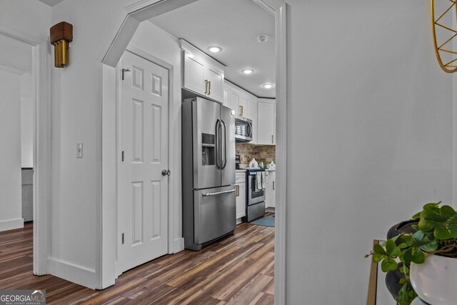 105 S Arcadia Dr, Bogart, GA 30622 - hallway featuring dark wood-style floors and recessed lighting
