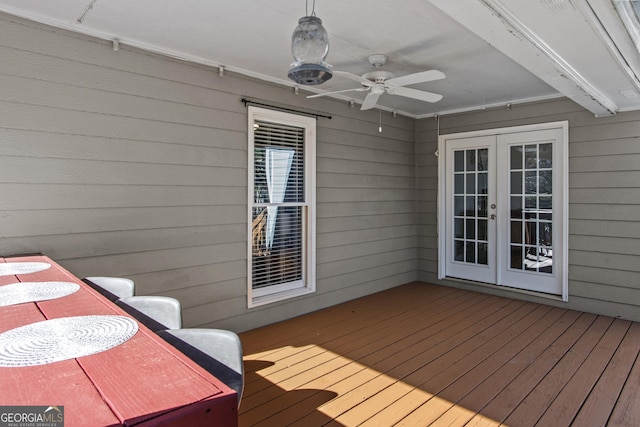 105 S Arcadia Dr, Bogart, GA 30622 - wooden terrace featuring french doors and a ceiling fan