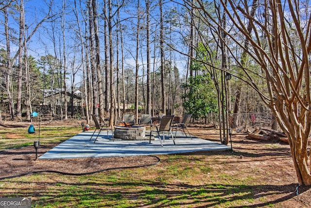 105 S Arcadia Dr, Bogart, GA 30622 - view of yard with a fire pit and a patio area