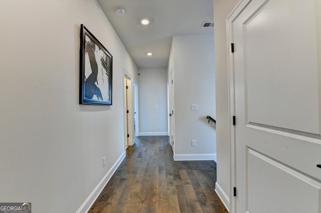767 Farmstead Rd, Suwanee, GA 30024 - hallway featuring dark wood-type flooring and recessed lighting