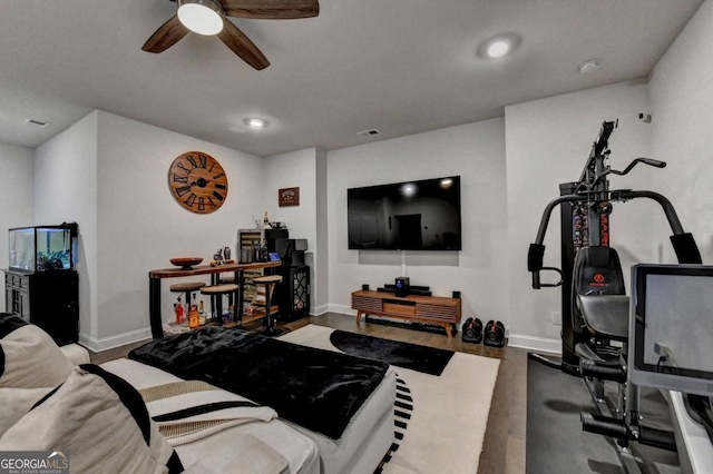 767 Farmstead Rd, Suwanee, GA 30024 - living room with a ceiling fan and recessed lighting
