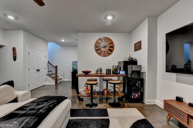 767 Farmstead Rd, Suwanee, GA 30024 - living room with stairway, wood finished floors, and recessed lighting