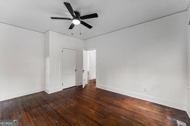 3105 Woodlawn Ave, Columbus, GA 31904 - spare room featuring a ceiling fan and dark wood-style flooring