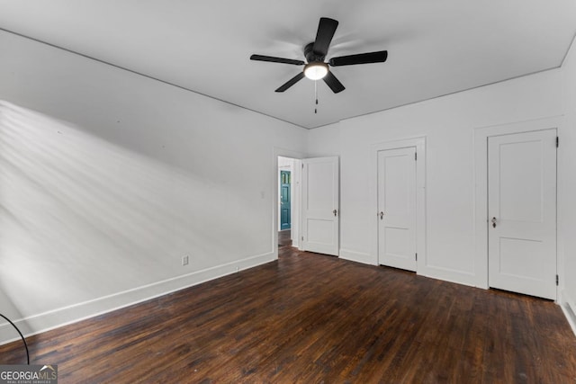 3105 Woodlawn Ave, Columbus, GA 31904 - unfurnished bedroom with dark wood finished floors and a ceiling fan