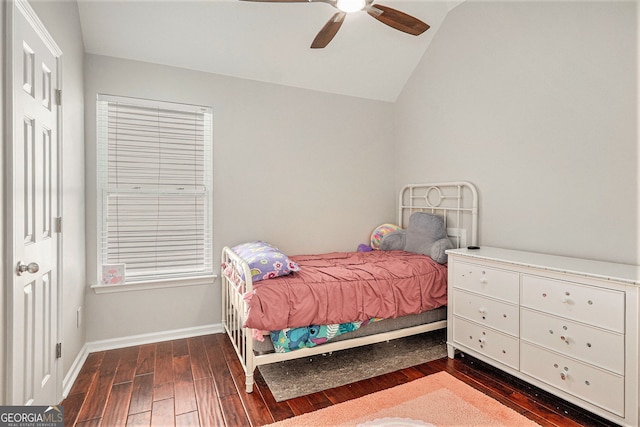 915 Pebble Creek Trl, Suwanee, GA 30024 - bedroom with hardwood / wood-style floors, lofted ceiling, and ceiling fan