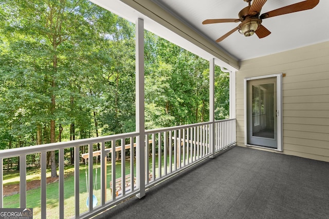 379 Sweetwater Rdg, Hoschton, GA 30548 - balcony featuring a ceiling fan