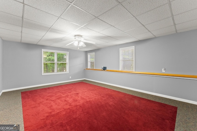 379 Sweetwater Rdg, Hoschton, GA 30548 - unfurnished room featuring carpet flooring, a drop ceiling, and ceiling fan