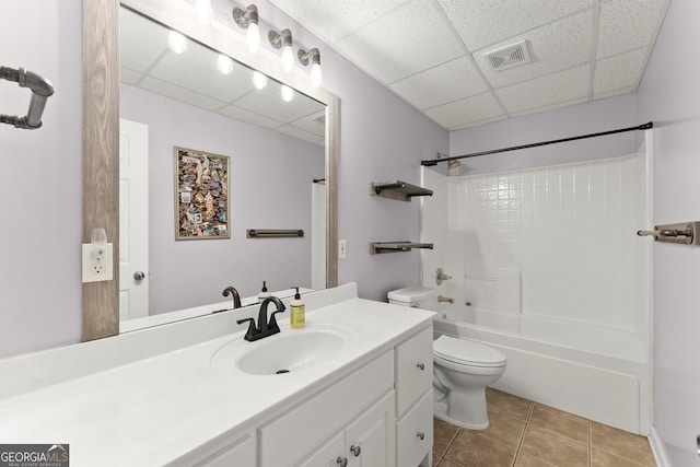 379 Sweetwater Rdg, Hoschton, GA 30548 - full bath with a drop ceiling, vanity, tile patterned flooring, and  shower combination