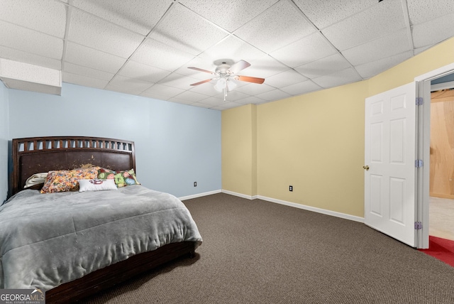 379 Sweetwater Rdg, Hoschton, GA 30548 - carpeted bedroom with a drop ceiling and a ceiling fan