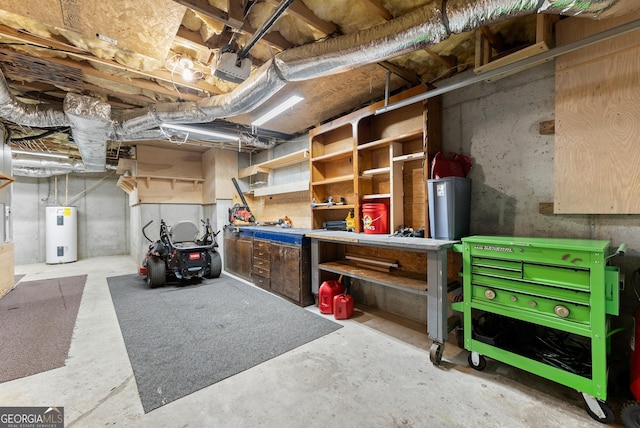 379 Sweetwater Rdg, Hoschton, GA 30548 - unfinished basement featuring electric water heater and a workshop area