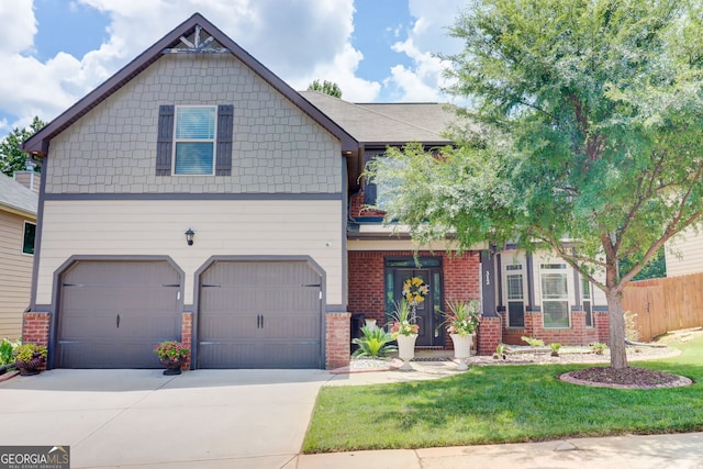 312 Sierra Ct, Mcdonough, GA 30253 - craftsman house with brick siding, concrete driveway, and an attached garage
