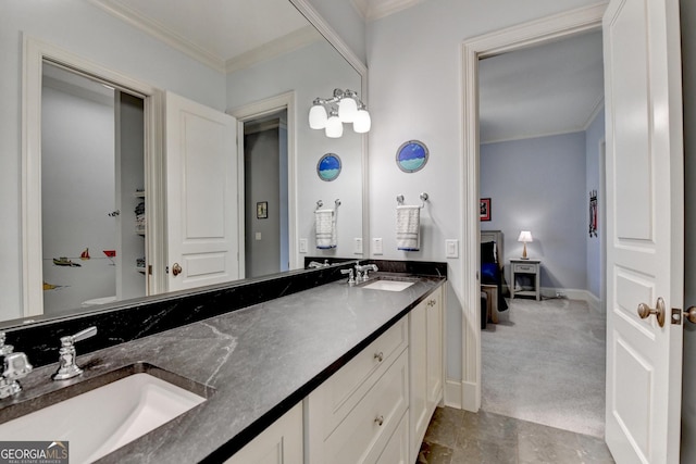 272 Lake Forrest Ln NE, Atlanta, GA 30342 - bathroom featuring double vanity and crown molding