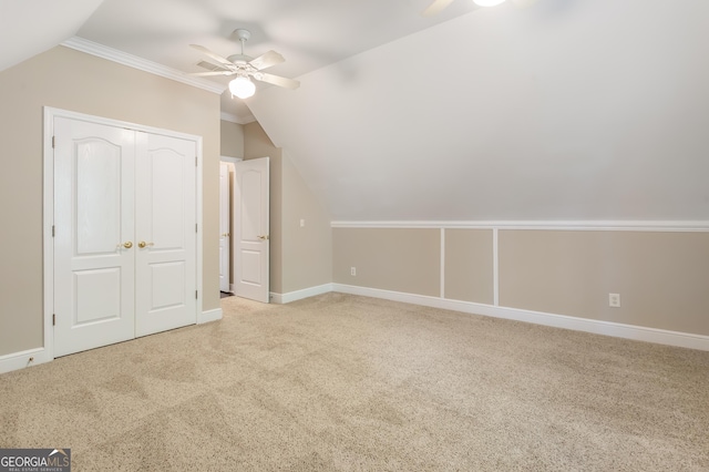 110 Wellington Way, Canton, GA 30115 - additional living space with ceiling fan, vaulted ceiling, and carpet