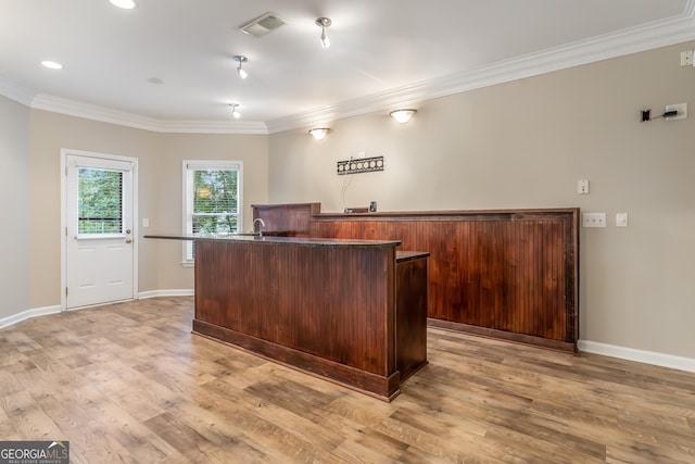110 Wellington Way, Canton, GA 30115 - office space featuring crown molding, light wood-type flooring, and bar area