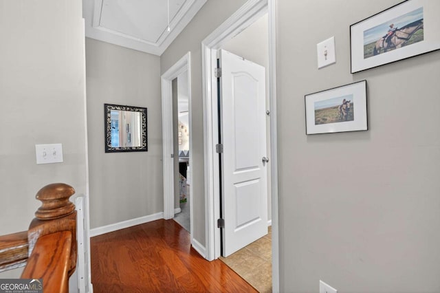 43 Emily Ln, Bogart, GA 30622 - hallway with attic access and wood finished floors