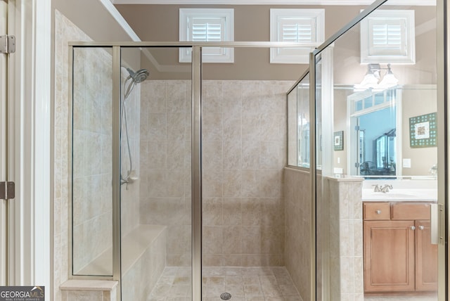 1071 Creekwood Cir, Madison, GA 30650 - full bathroom with vanity and a shower stall