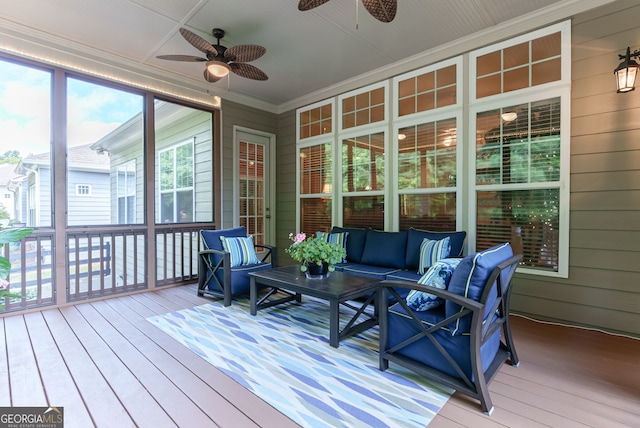 1071 Creekwood Cir, Madison, GA 30650 - sunroom / solarium with an outdoor hangout area and ceiling fan