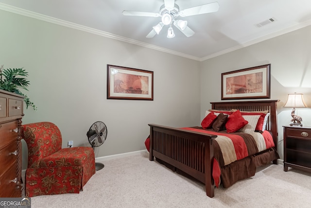1071 Creekwood Cir, Madison, GA 30650 - carpeted bedroom with ornamental molding and ceiling fan
