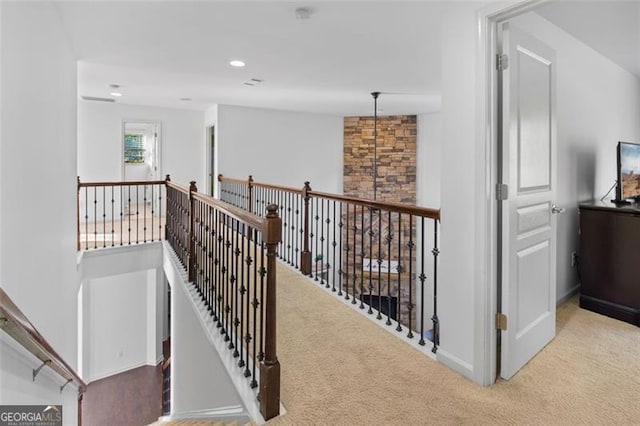 109 Hale View Cir, Canton, GA 30114 - hallway featuring an upstairs landing, carpet, and recessed lighting