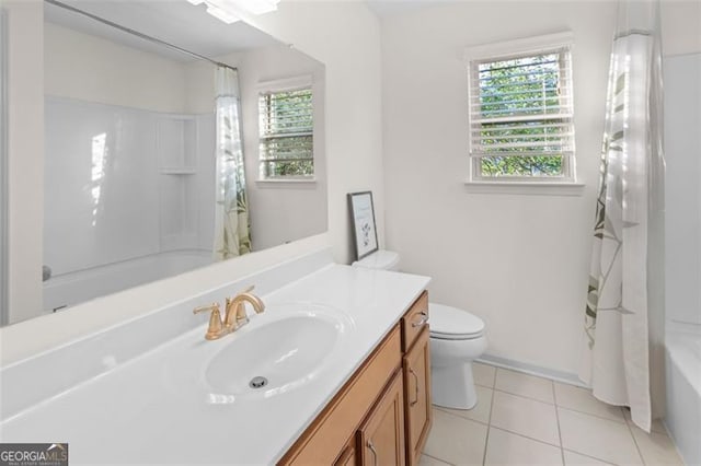 109 Hale View Cir, Canton, GA 30114 - full bathroom featuring vanity, tile patterned floors, and shower / bathtub combination with curtain