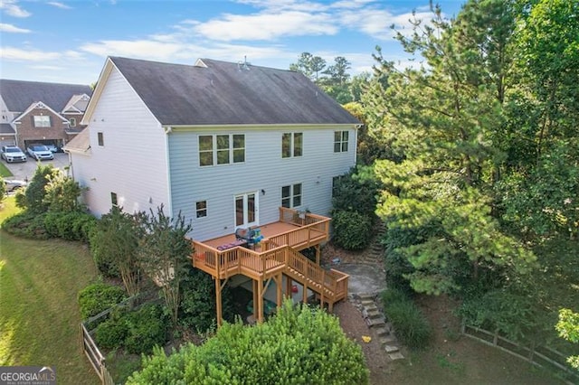 109 Hale View Cir, Canton, GA 30114 - back of property featuring stairs and a wooden deck