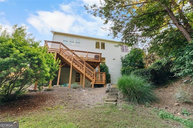 109 Hale View Cir, Canton, GA 30114 - back of property featuring stairway and a wooden deck
