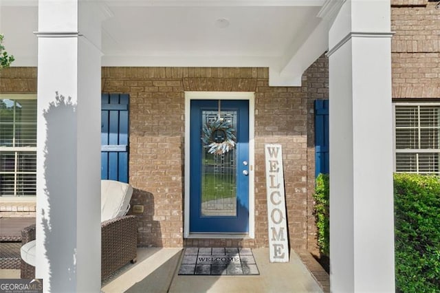 109 Hale View Cir, Canton, GA 30114 - doorway to property with a porch and brick siding