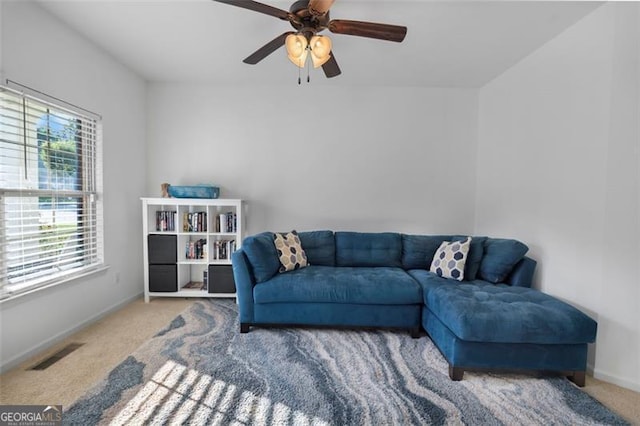 109 Hale View Cir, Canton, GA 30114 - living area with carpet and a ceiling fan