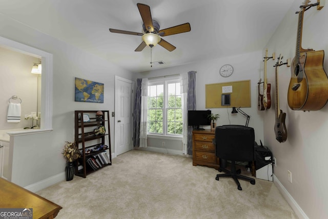 481 Fields Ferry Dr NE, Calhoun, GA 30701 - office featuring ceiling fan and carpet