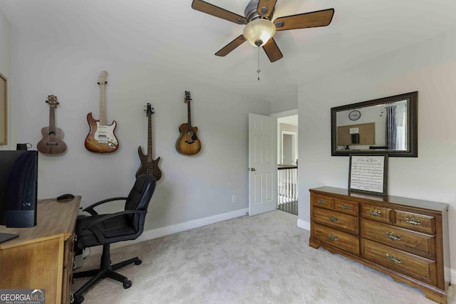 481 Fields Ferry Dr NE, Calhoun, GA 30701 - office area featuring ceiling fan and light carpet