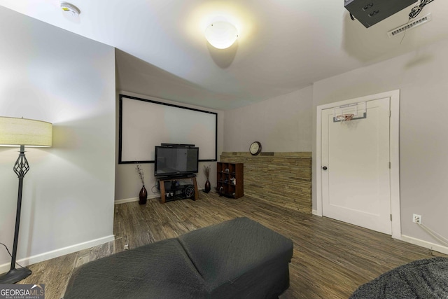 481 Fields Ferry Dr NE, Calhoun, GA 30701 - home theater featuring baseboards and wood finished floors