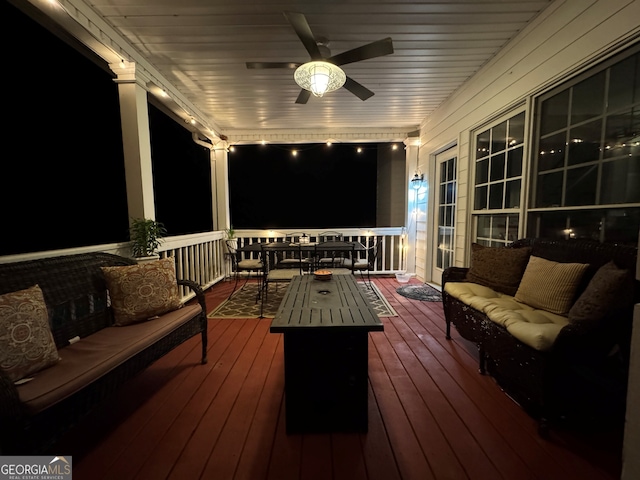 481 Fields Ferry Dr NE, Calhoun, GA 30701 - wooden deck featuring a ceiling fan, outdoor lounge area, and outdoor dining area