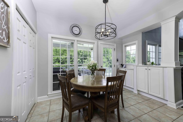481 Fields Ferry Dr NE, Calhoun, GA 30701 - dining room with a chandelier and light tile patterned floors