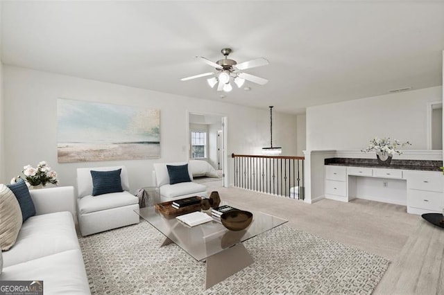 3366 Bridge Walk Dr, Lawrenceville, GA 30044 - living area with a ceiling fan and an office area