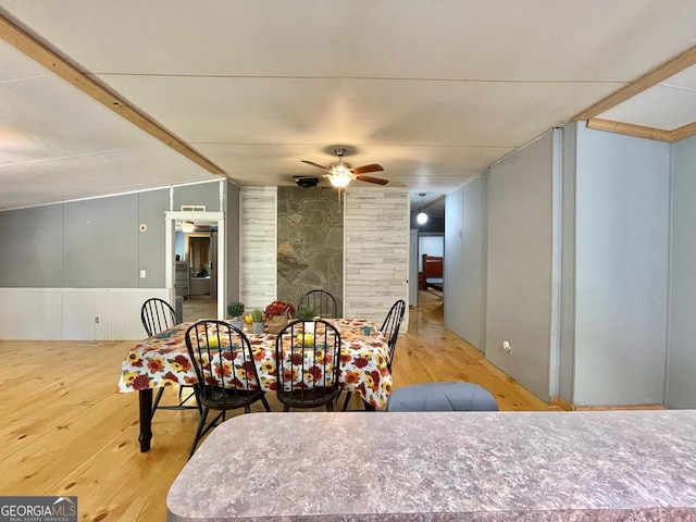 906 Billy Watts Cove Rd, Tiger, GA 30576 - dining area with wood-type flooring and ceiling fan
