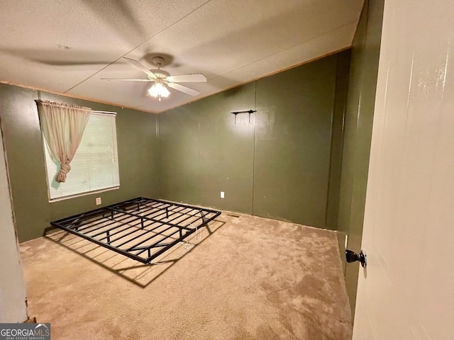 906 Billy Watts Cove Rd, Tiger, GA 30576 - unfurnished bedroom with lofted ceiling, ceiling fan, and a textured ceiling