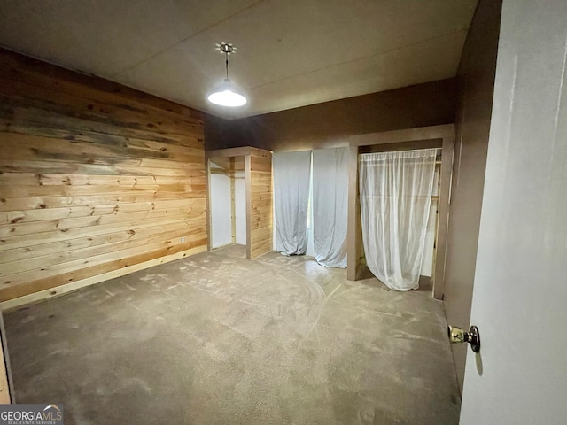 906 Billy Watts Cove Rd, Tiger, GA 30576 - unfurnished bedroom with wood walls and carpet floors